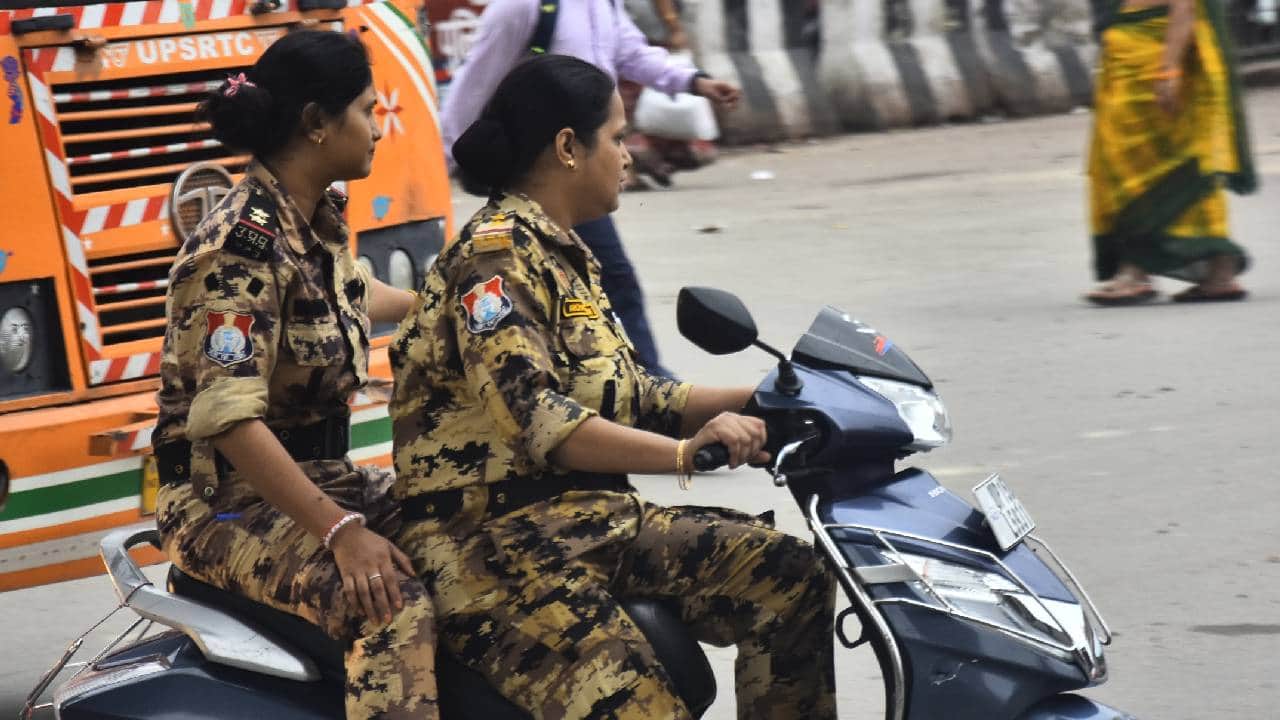 Lucknow: Those in uniform are breaking the rules, riding without helmets and triple-riding; see photos