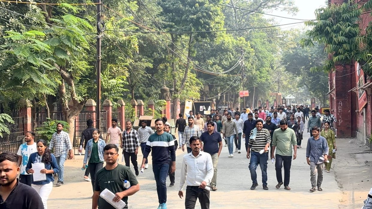 written examination for police recruitment was held under strict surveillance at 13 centers in Bareilly