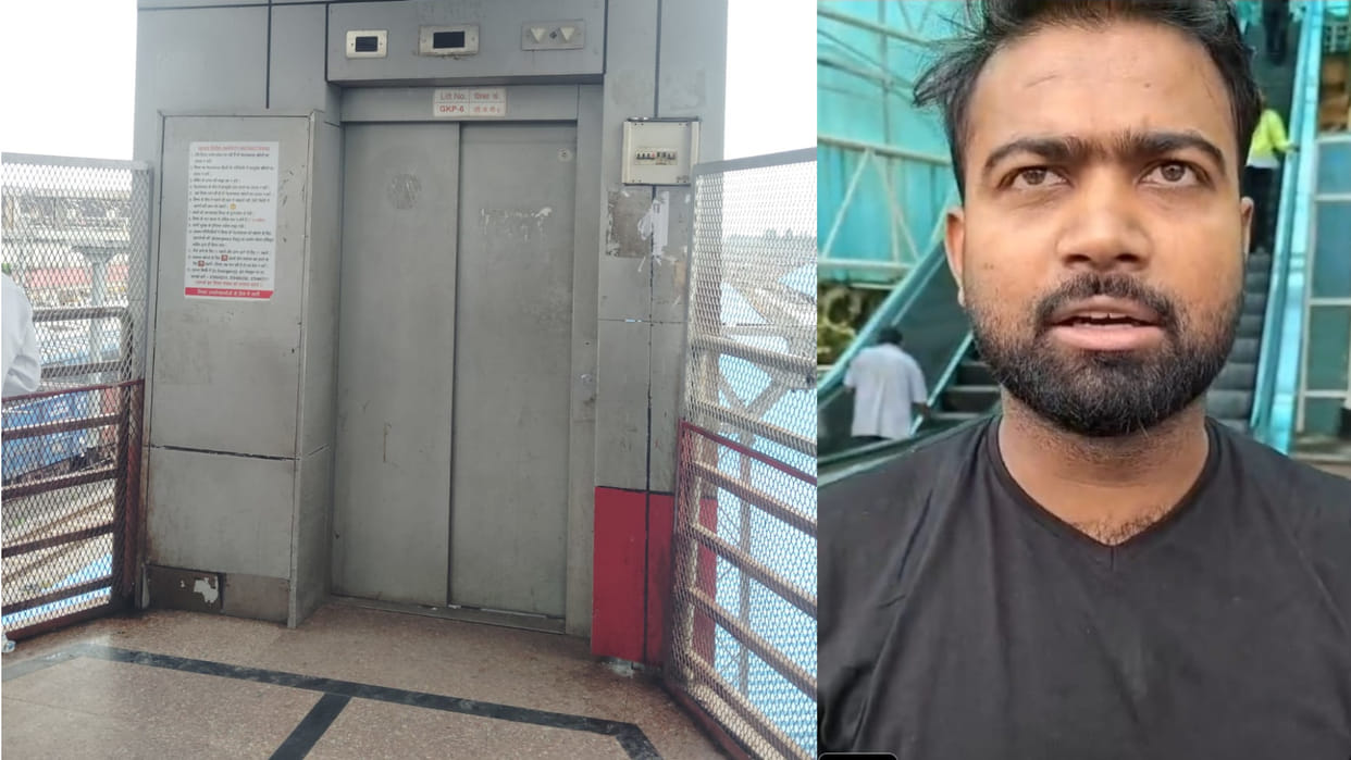 In Gorakhpur, 10 passengers, including three children, were stuck in the railway station lift for 25 minutes.