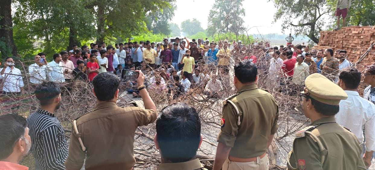 Orai Farmers upset with rainwater blockade of state highway said officials are not listening