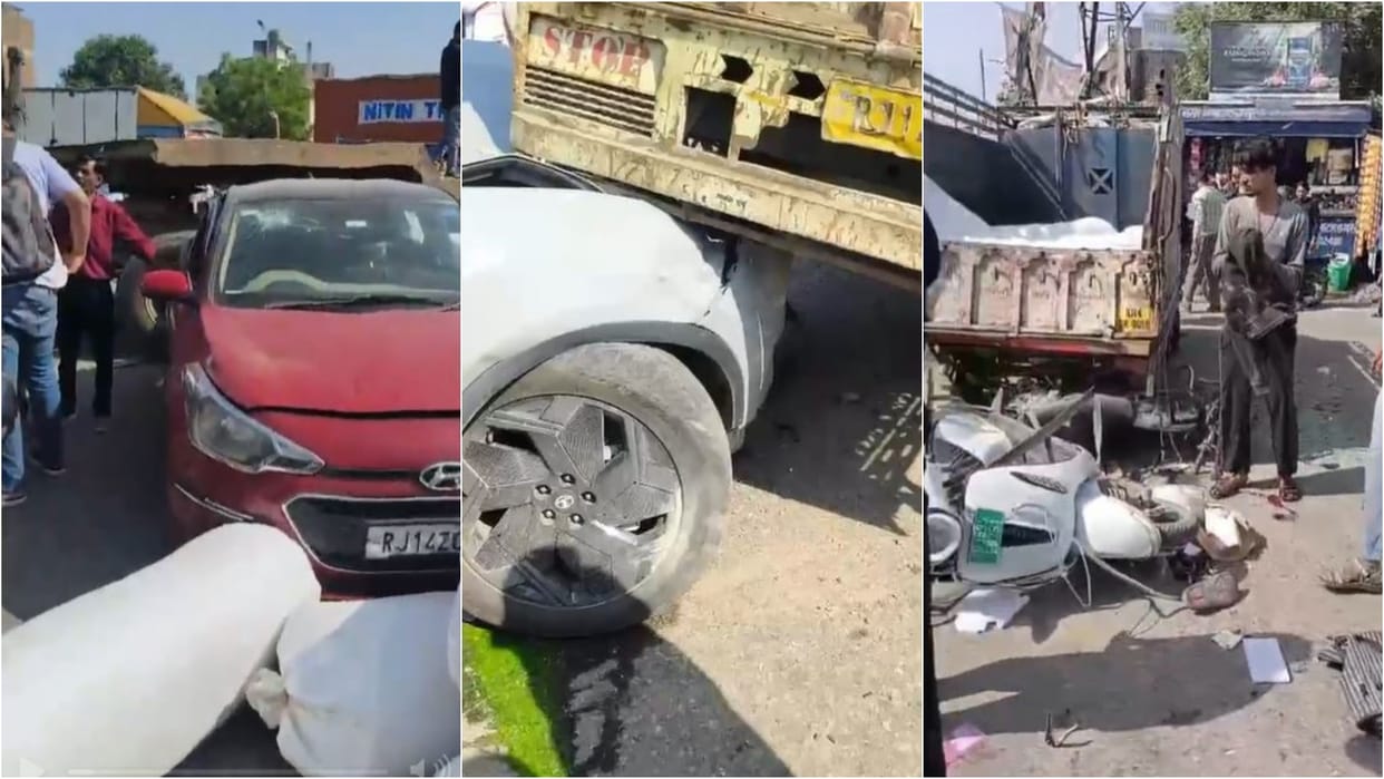 Jaipur Raod Accident News Live Dumper Runs Over Vehicles, 3 Dead and Many Injured in Road Mishap