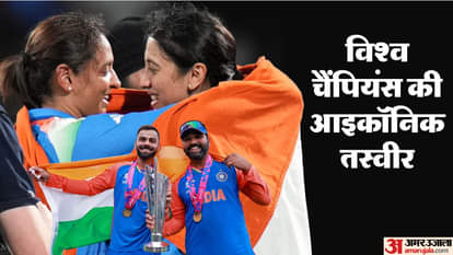 Women's World Cup- Harmanpreet and Mandhana in tricolour - reminiscent of Ro-Ko's iconic 2024 T20 win photo