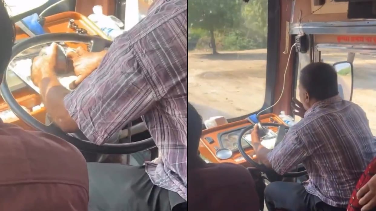 Driver neglects safety starts eating while driving negligence could have been fatal Video goes Viral