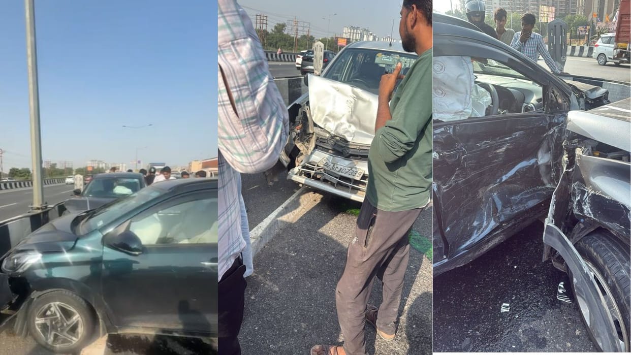 Three cars collide with bus at nh nine in Web City in Ghaziabad