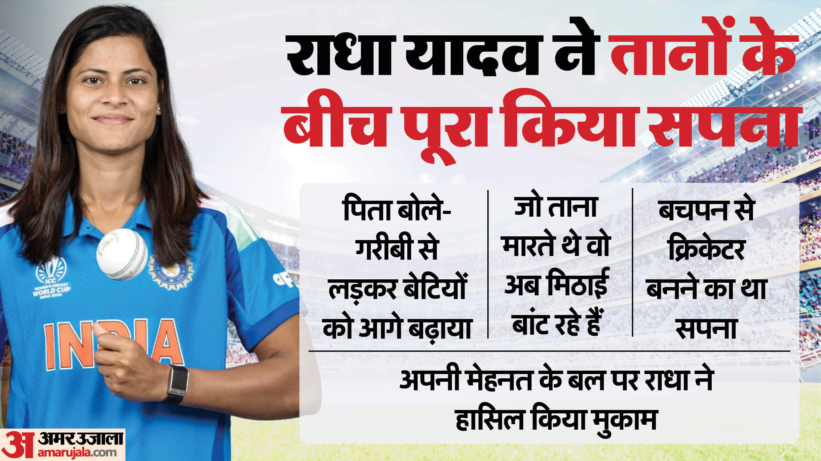 Cricketer Radha Yadav struggle and success story member of world-winning Indian women cricket team