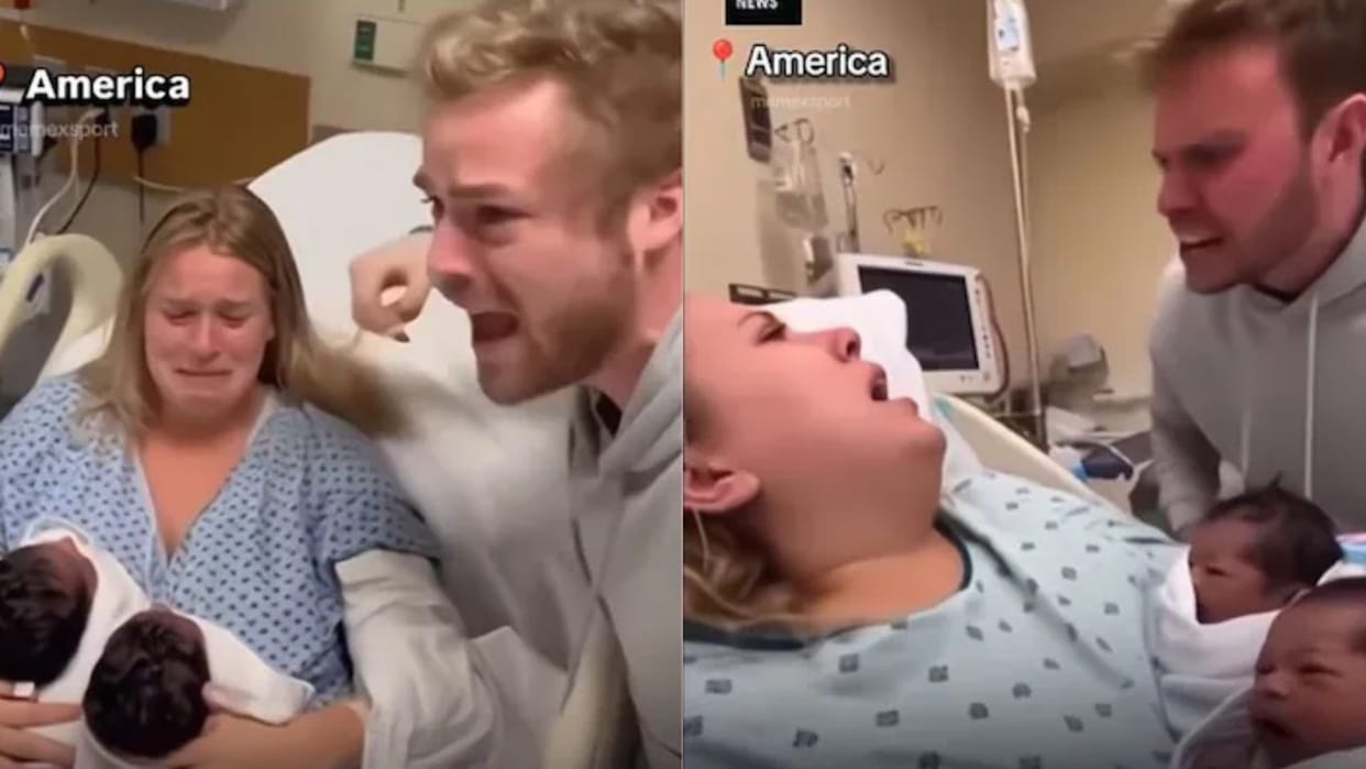 Father cries out loud as wife gives birth to twins Know the reason behind this AI video Viral