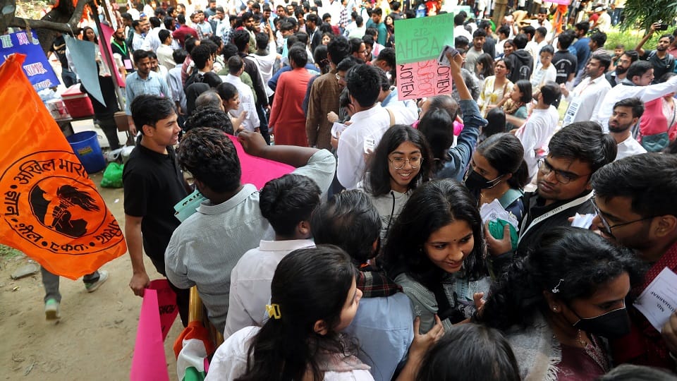 JNUSU Elections 2025 Counting of votes for JNU Students' Union elections