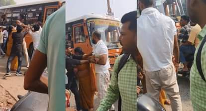 Auraiya Dispute due to traffic jam in Canal Market fierce fight between car and rickshaw drivers