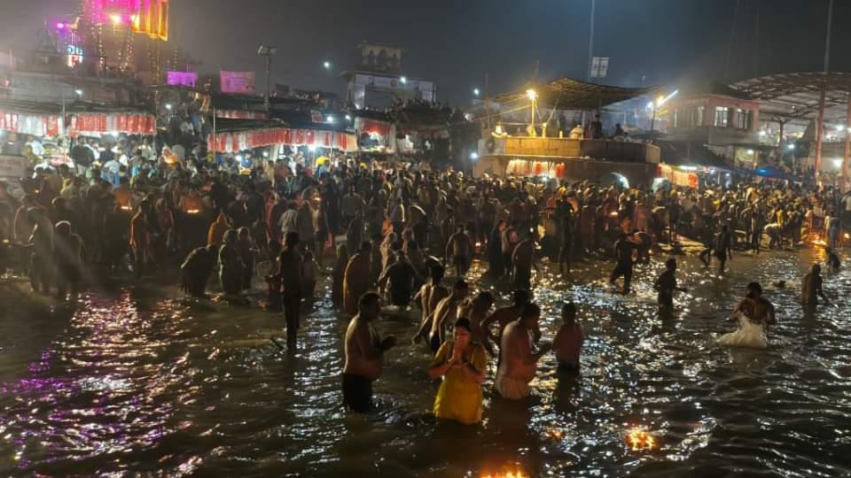 kartik purnima snan 2025 wave of faith surges devotees are being monitored from ground to sky