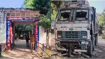 पुलिस ने कब्जे में लिया डंपर।