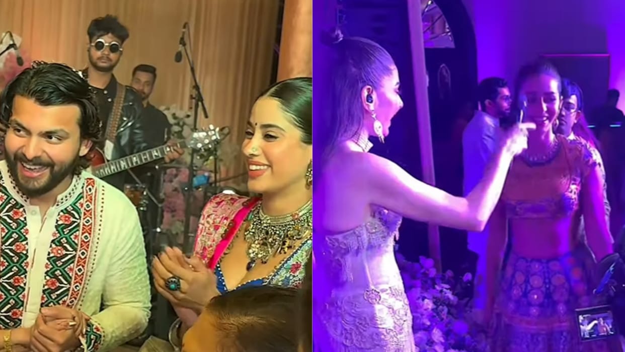 Janhvi Kapoor Shikhar Pahariya And Ananya Pandey Attend Engagement ceremony Of Friend