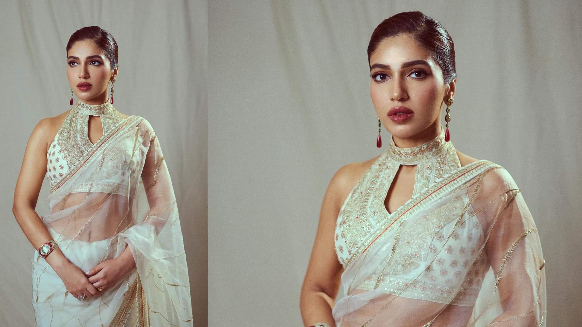 Latest Blouse Design Of Bhumi Pednekkar with images