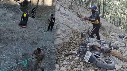Accident on Mussoorie-Dehradun road: Bike riders fell into a ditch near Kolhukhet one died