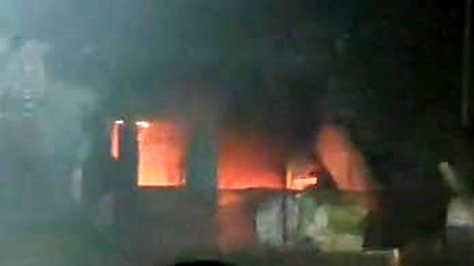 A short circuit caused a fire in a shop and a house