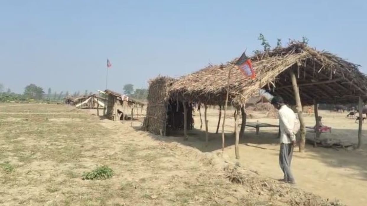 Illegal occupation of Muslim farmers land huts built and BJP flags hoisted in Lakhimpur kheri