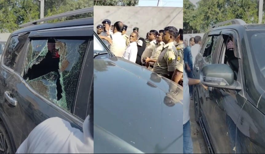 Attack on the Scorpio of CPI(ML) candidate Dr. Satyendra Yadav in Jaitpur, Manjhi assembly constituency