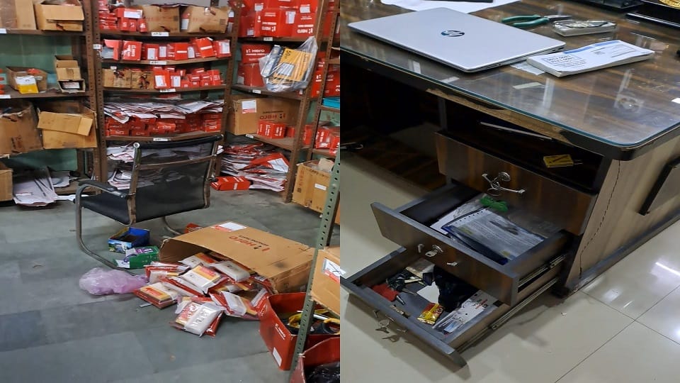 Bike showroom lock broken and cash and goods stolen