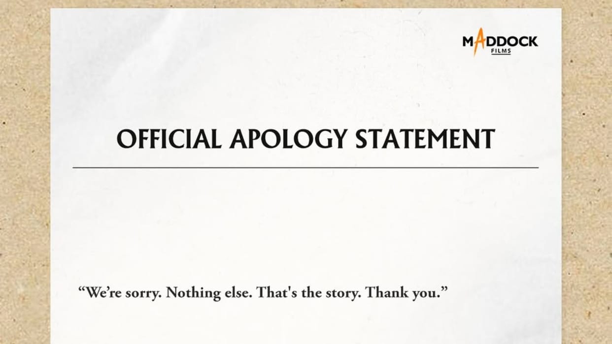 Maddock Films apology to everyone share statement on social media