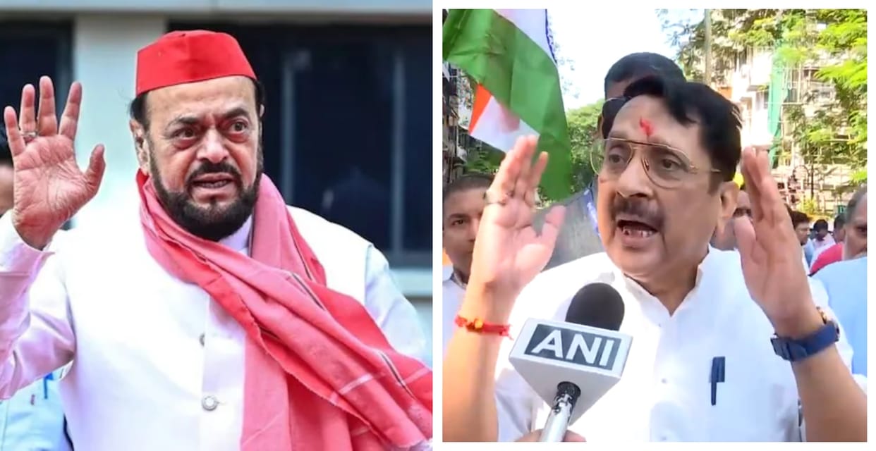 maharashtra bjp protest outside sp leader abu azmi recite vande mataram