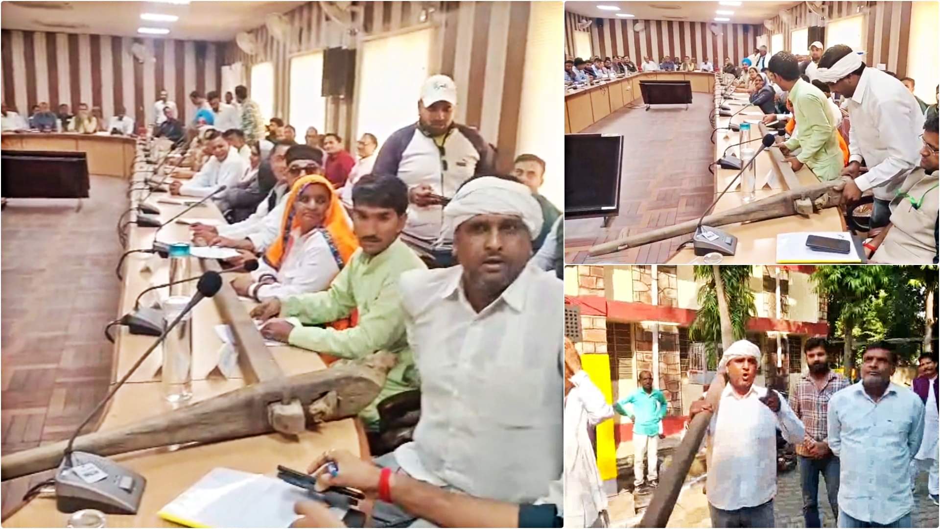 बैठक में हल लेकर पहुंचे पार्षद फौलादपुरिया