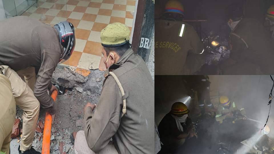 Ganpati Complex Fire: Fire flared up again at 11 p.m., firefighters sprayed water