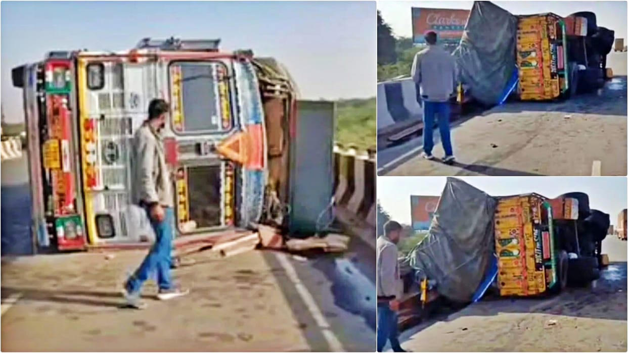Ajmer Accident: Uncontrolled truck overturns on Dai River bridge on NH driver killed Cleaner seriously injured