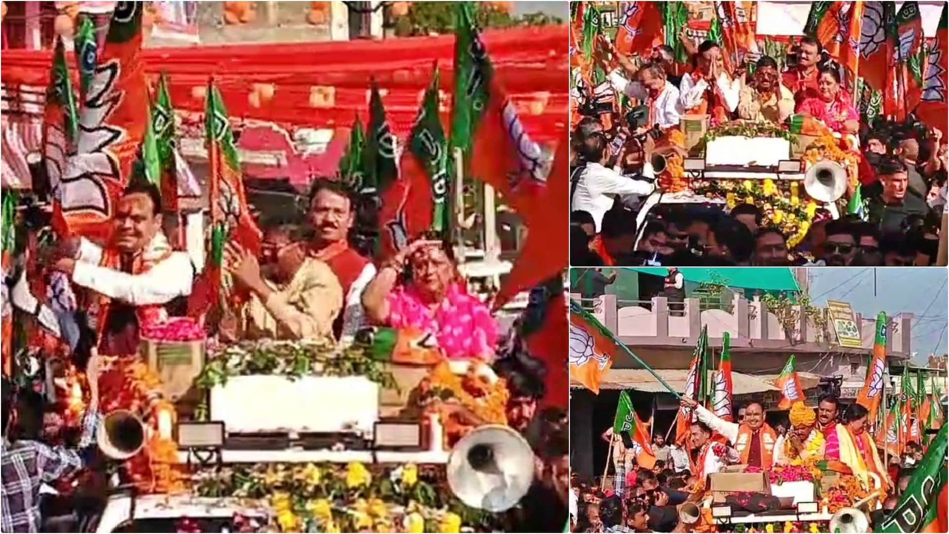 अंता उपचुनाव के लिए रोड शो करते सीएम भजनलाल और वसुंधरा राजे