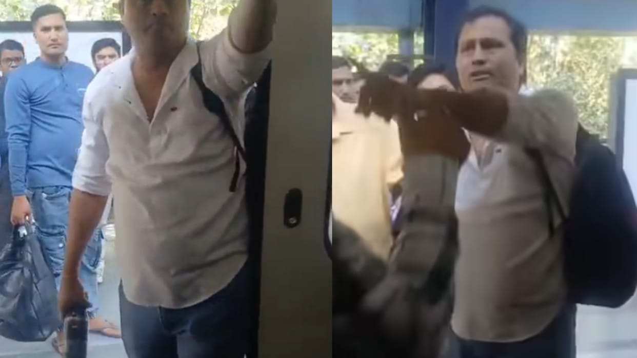 Delhi Metro Man Picks Steel Bottle To Hit In Fight Obstruct Door While Closing Video Goes Viral