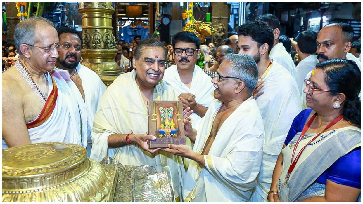 Mukesh Ambani visits Guruvayur Temple, donates Rs 15 crore for proposed hospital