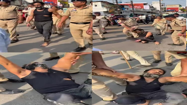 हिस्ट्रीशीटर वीरेंद्र तोमर का रायपुर में जुलूस: फटी बनियान के साथ लंगड़ाते दिखा, बेहोश होकर जमीन पर गिरा आरोपी