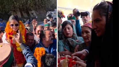 रेणुका सिंह ठाकुर का जोरदार स्वागत, रेणुका ने हाटकोटी मंदिर में टेका माथा।