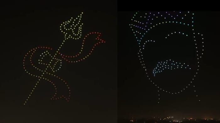Uttarakhand Silver Jubilee Celebration UCADA 300 drones cast dazzling light show In Sky photos