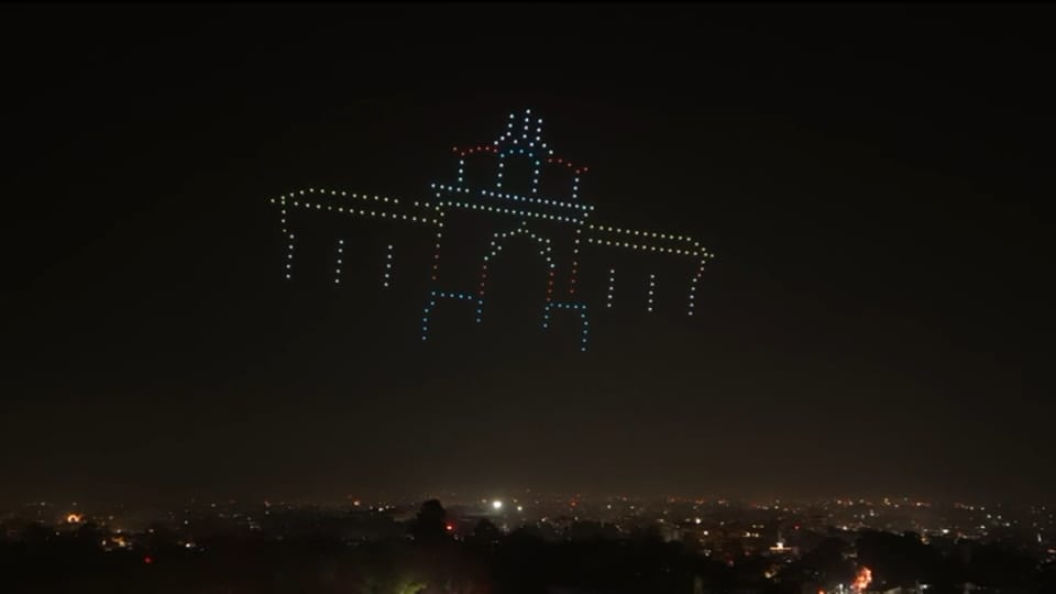 Uttarakhand Silver Jubilee Celebration UCADA 300 drones cast dazzling light show In Sky photos