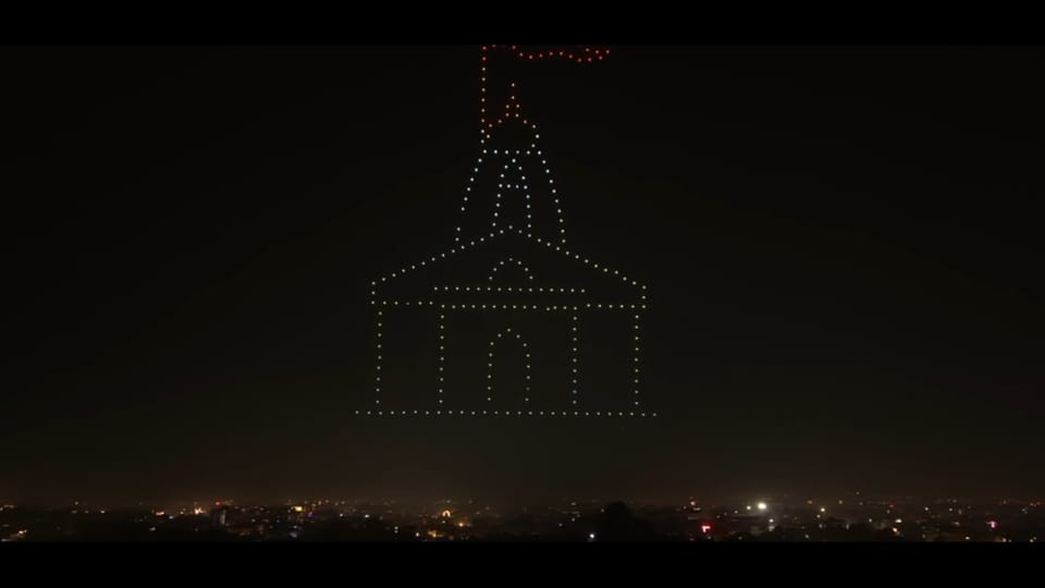 Uttarakhand Silver Jubilee Celebration UCADA 300 drones cast dazzling light show In Sky photos