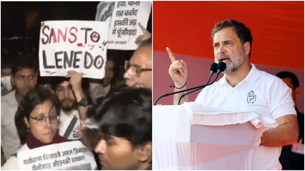 Rahul Gandhi criticises government over protest against air pollution at India Gate Delhi