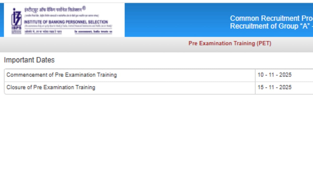 IBPS RRB 2025: PET Link Activated for Officers Scale-I, Available Till November 15