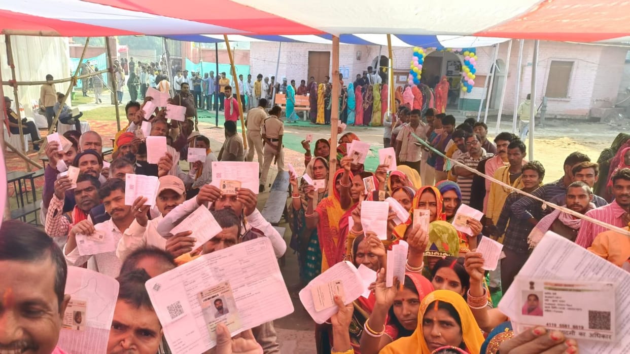 Bihar Election: Women stepped out from behind the veil and cast their votes.