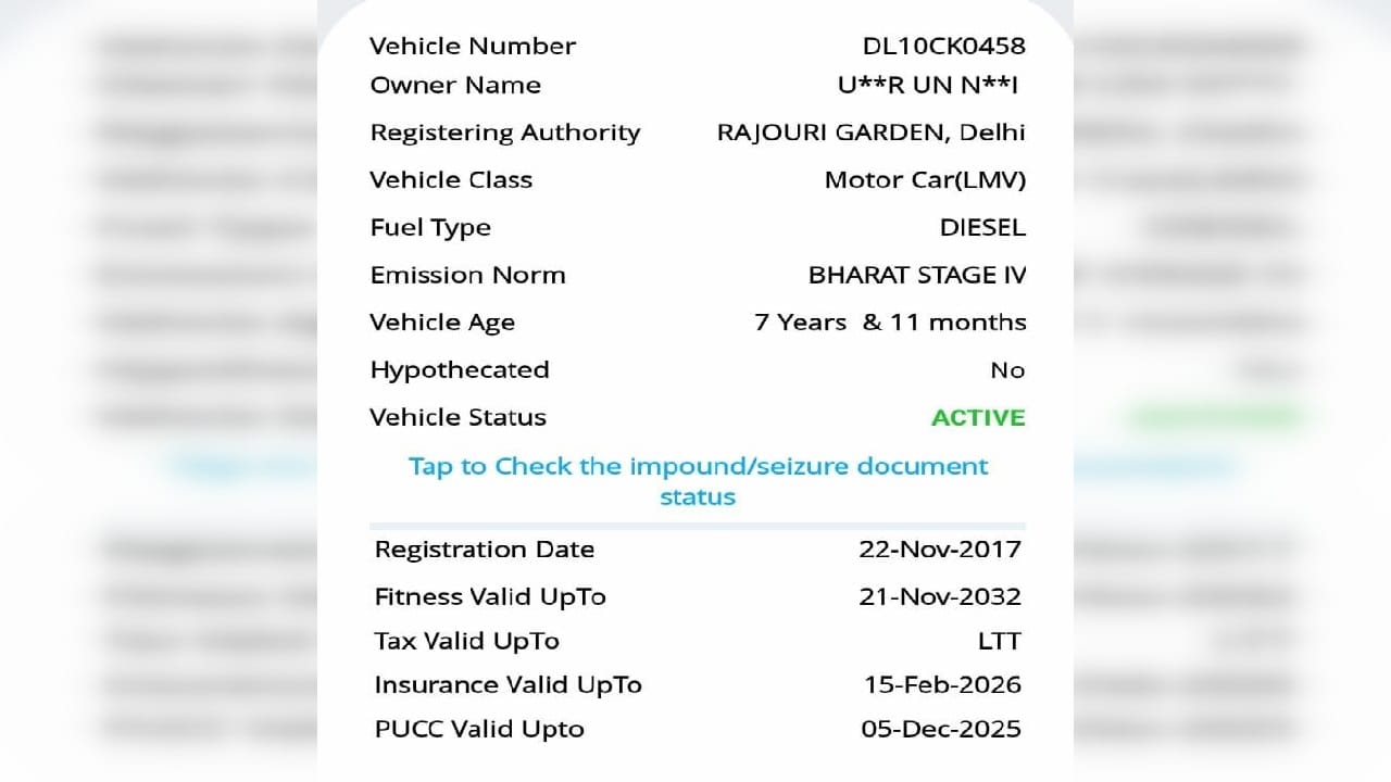 Second car used in Delhi blast belonged to Umar resident of Rajouri Garden Delhi