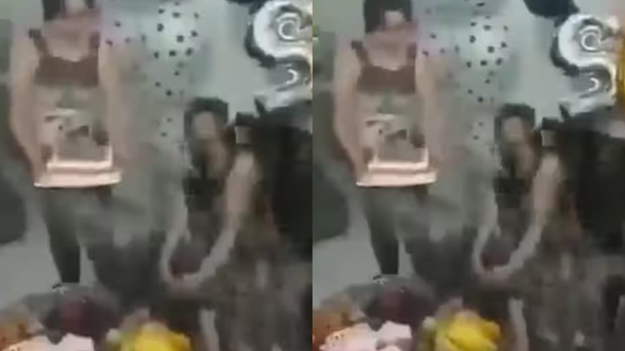 Foam spray caused an accident while cutting the cake catching the body and hair on fire Video goes Viral