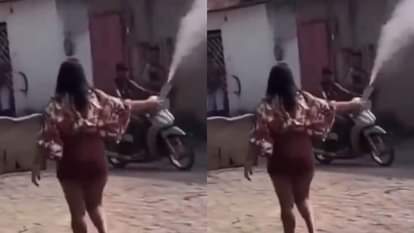 लड़की के मुंह के पास फटा पटाखा