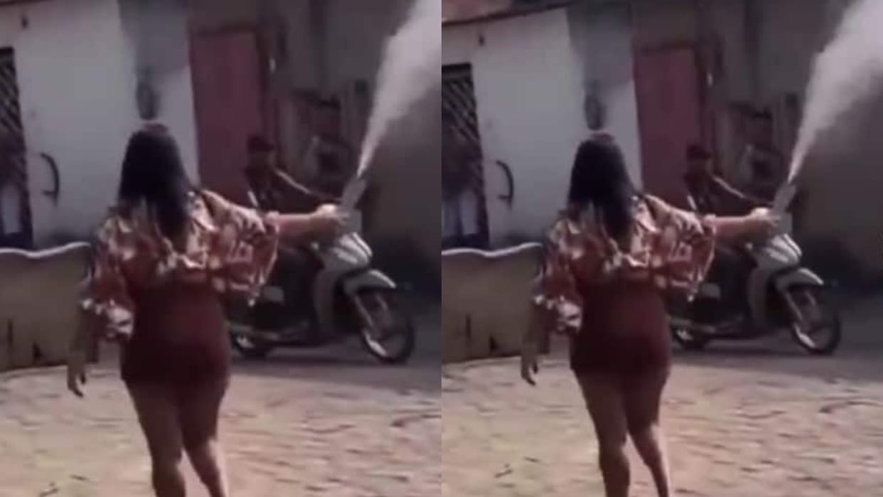 A girl was bursting firecrackers for fun when suddenly a tragic accident happened exploded near her face