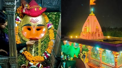 भैरव बाबा को भोग लगाते भक्त।