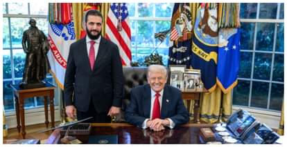 Donald trump asks syria president al sharaa at white house how many wives you have