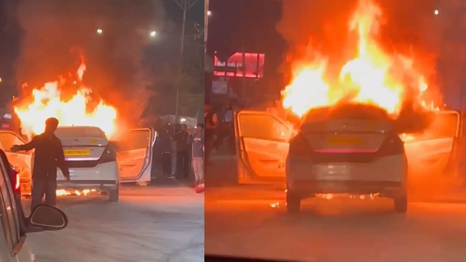Dehradun moving car suddenly caught fire near Chaman Vihar this is how the driver saved his life