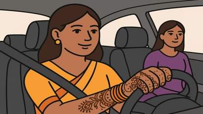 महिला कैब ड्राइवर।