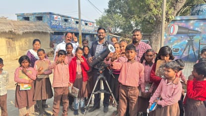 Children saw ISRO models for the first time at the Aryabhatta Space and STEM Laboratory.