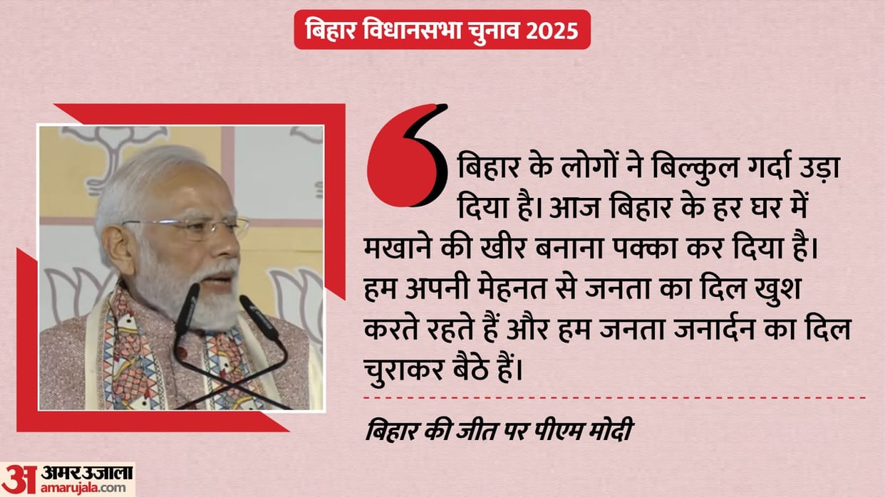 Bihar Result NDA Wins MGB lost PM Modi Speech BJP headquarters Celebrations PM Modi Amit Shah Nadda and others