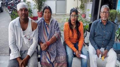 A brick was thrown on the son-in-law's head and the teeth of his sister-in-law were cut.