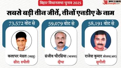 बड़े अंतर से जीत दर्ज करने वाले विजेता।
