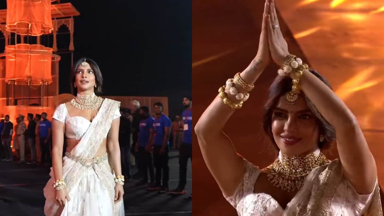 Priyanka Chopra stuns in white does a namaste and waves at Globe Trotter event See pics